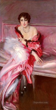 ジョバンニ・ボルディーニ Painting - 赤いジャンルのマダム・ジュイヤールの肖像 ジョバンニ・ボルディーニ